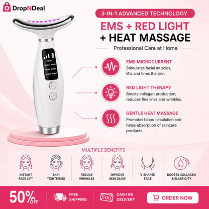 7-Mode LED Face & Neck Lifting Massager